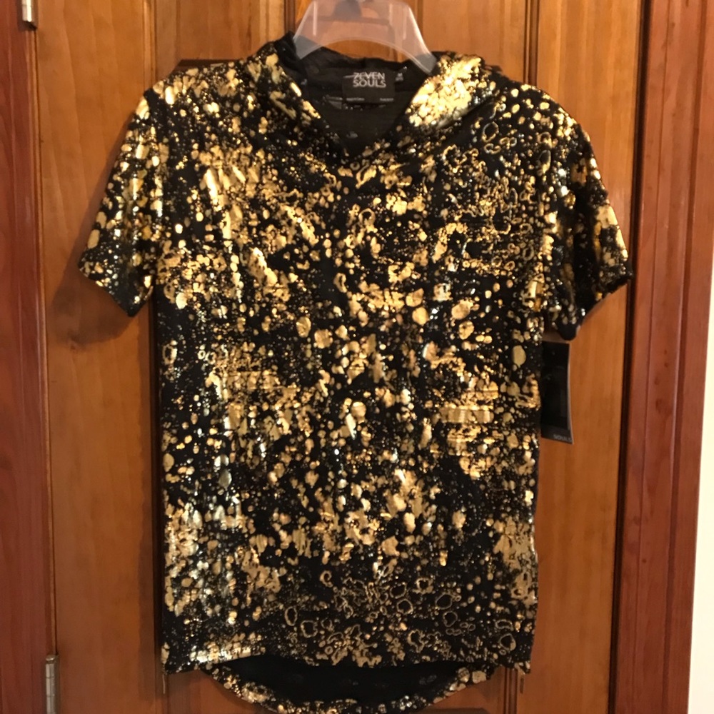 7 Souls NWT Hi-Lo Metallic Hoodie Medium